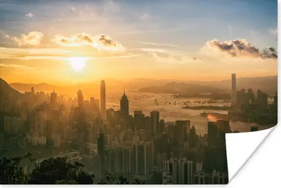Produktbild von MuchoWow® Poster Sonnenuntergang in Hongkong 30x20 cm - Plakate - Print