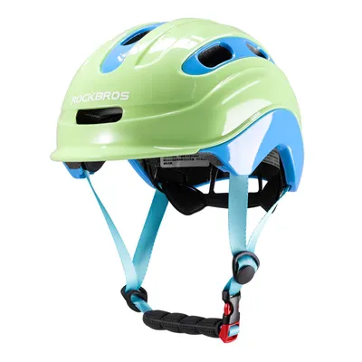 Image de ROCKBROS Casque de vélo pour enfants MTB Casque de vélo pour jeunes Casque de protection M (54-58CM) bleu vert/brillant