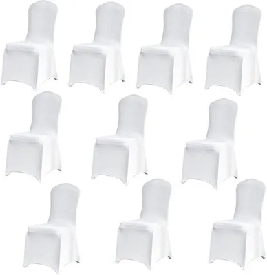 Immagine prodotto di Copridivani elastici bianchi Unyqoos® confezione da 10 – 90% poliestere/10% Spandex, copridivani elasticizzati con tasche elastiche per i piedi, ideali per matrimoni ed eventi