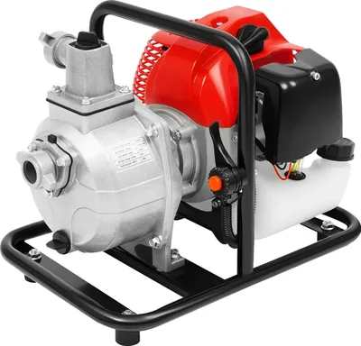 Image de Pompe à eau, moteur 2 temps, débit élevé, puissance de 1,25 kW, diamètre d'entrée et de sortie de 25 mm, rouge et noir