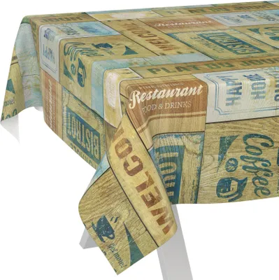 Produktbild von Tischdecke Shabby Chic Holz Industry Braun 100x140cm Schnittkante Wachstuch abwaschbar