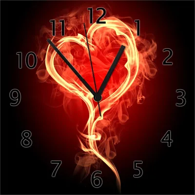 Produktbild von Wallario Design Wanduhr Brennendes Herz aus Echtglas, Größe 30 x 30 cm
