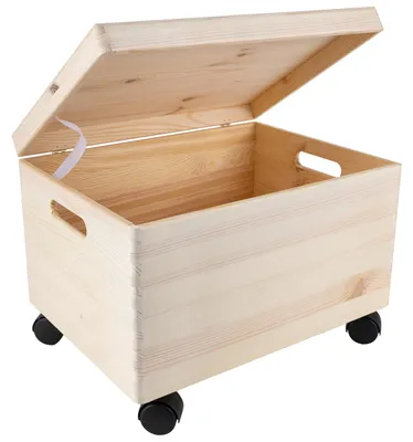 Productafbeelding van Creative Deco Houten Kist Op Wielen, 40 x 30 x 24 cm (+/-1cm)
