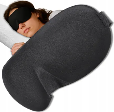 Immagine prodotto di maschera 3D per il sonno, nera, in morbido poliestere, 24x9 cm