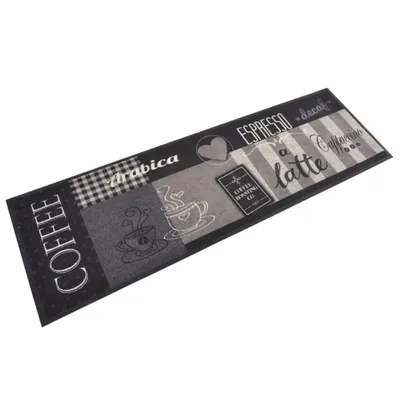 Zdjęcie produktu dla vidaXL Dywan kuchenny zmywalny Coffee Black 60x180 cm Velvet