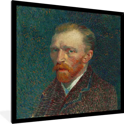 Produktbild von MuchoWow® Gerahmtes Poster Kunst - Van Gogh - Alte Meister - Selbstporträt 40x40 cm - Poster mit Schwarzem Bilderrahmen Wandposter Rahmen Foto Bilder - Mit Rahmen - Wanddekoration Schlafzimmer