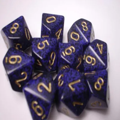 Image de Chessex cobalt doré moucheté D10 Set de cubes (10 pièces)