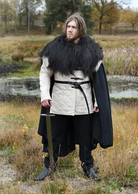 Produktbild von Battle-Merchant Gemütliches Mittelalter Fell Wikinger Schaffell echt Naturfell Tierfell Verkleidung Schulterfell| für Da Größe: L/XL
