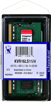 Obrázok produktu pre Kingston Technology ValueRAM , 4 GB, 1 x 4 GB, DDR3L, 204-pin SO-DIMM