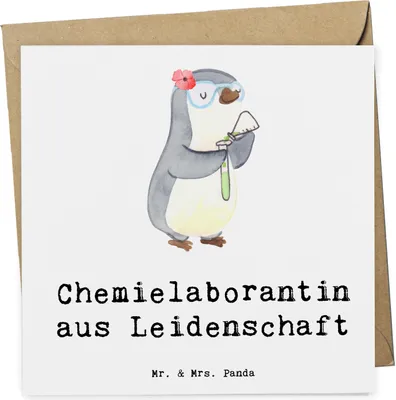 Produktbild von Mr. & Mrs. Panda Klappkarte Chemielaborantin Leidenschaft - Weiß - Geschenk, Labor, Grußkarte, Beruf, anlasskarte, Glückwunschkarte, doppelkarte, Spruch, Forschung
