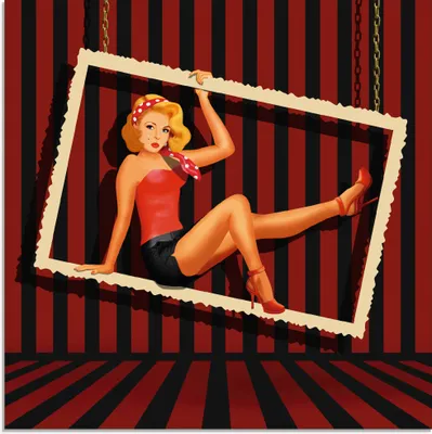 Produktbild von ARTland Glasbild Schönheit aus den 50er Jahren Größe: 40x40 cm