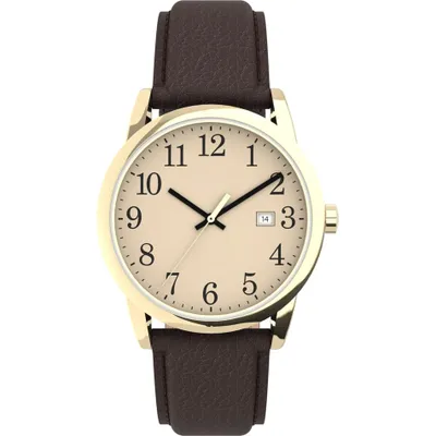 Produktbild von Tyme Cambridge Herren Uhr Analog Quarz mit Datum 30m Wasserdicht klassische Armbanduhr für Männer mit Lederarmband Casual Design in Geschenkbox