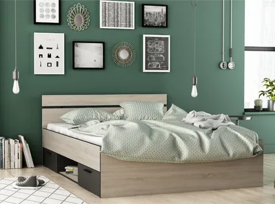 Obrázok produktu pre Posteľ 140x200 cm 2 zásuvky a 1 otvorená priehradka Š204,3 cm - MICHIGAN