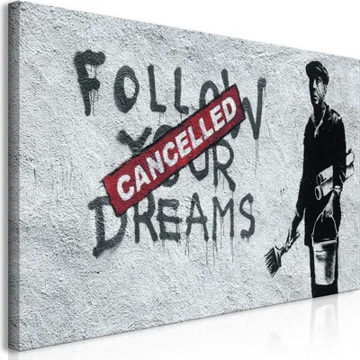Produktbild von Wandbild Mega XXXL Banksy Follow Your Dreams 250x125 cm Einteiliger XXL-Format Kunstdruck zur Selbstmontage Leinwandbilder moderne Bilder DIY Wanddekoration Wohnung Deko i-C-0028-ak-e