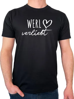 Produktbild von Huuraa Herren T-Shirt Werl verliebt L Black Bio Baumwolle Fairtrade Herrenshirt Geschenkidee
