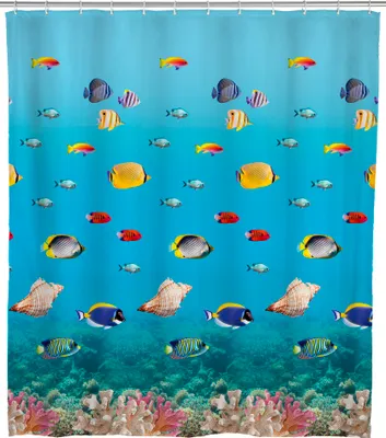 Produktbild von WENKO Dusch Vorhang Badewannen inkl. Ringe Textil 180x200 cm OCEAN Ocean