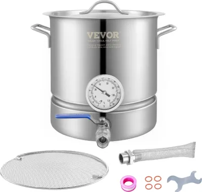 Obrázok produktu pre VEVOR systém na varenie piva 18.92 L pivovarská súprava na varenie piva 280 x 290 mm, systémy na varenie piva z nehrdzavejúcej ocele s dvojitým teplotným displejom a flitrom, vhodné pre pivá, červené vína atď.