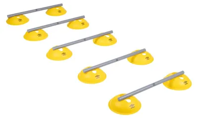 Produktbild von Umbro Hürden Set Fußball-Trainingszubehör - Inkl. 10 Hütchen und 5 Querstangen - Gymnastik, Schnelligkeitstraining und Laufentechnik - Gelb/Grau