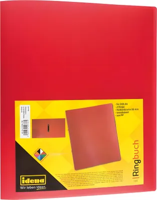 Produktbild von IDENA Ringbuch A4 2 Ringe PP Idena rot 35mm, transluzent