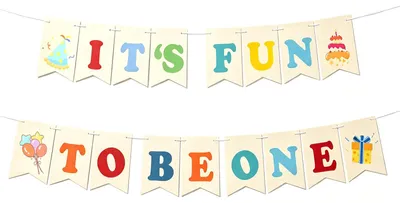 2er-Set „It's Fun to Be One“ Geburtstagsbanner aus Karton