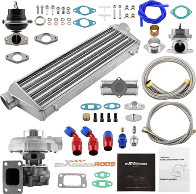 Zdjęcie produktu dla Uniwersalny zestaw turbosprężarki T3 T4 + Wastegate + Intercooler + BOV + zestaw przewodów olejowych