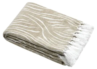 Produktbild von Decke aus Poly-Baumwolle mit Katzenmotiv und Fransen