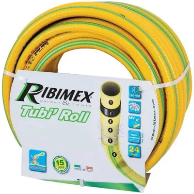 Image de Tuyau de Arrosage Antivrille 25m D.25 mm - Jaune - Résistant et Flexible - Idéal pour Jardinage - D-Work
