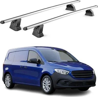 Productafbeelding van Draagrek van aluminium voor Mercedes Citan W420 (2021-2026), met T-gleuf, draagvermogen 75 kg, 2-delig, zilver