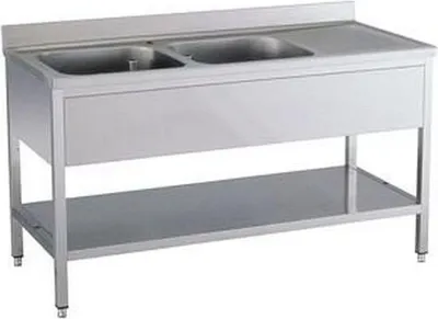Produktbild von KBS Spültisch 1800x700x850 mm mit Aufkantung 2 Becken links mit Grundboden