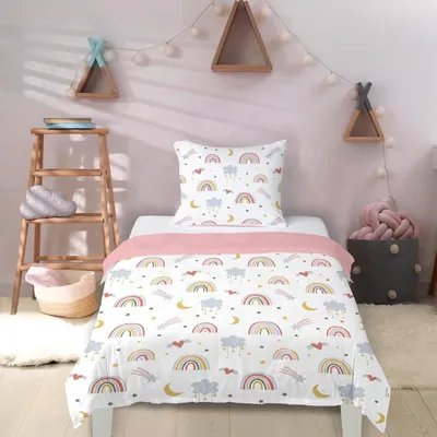 Image de Housse de couette pour enfant, 140x200 cm - Microfibre - Impression 3D - Rose