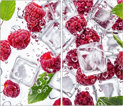 Produktbild von Spritzschutz Herdabdeckplatte Schneidebrett aus Glas Himbeereis 2-Teilig (60x52cm)