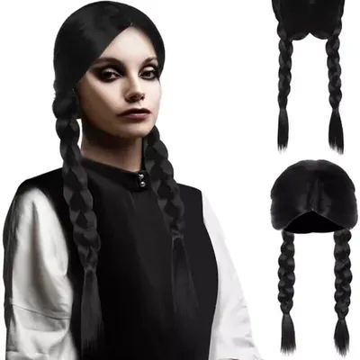 Produktbild von Soulima 21773 Damenperücke mit Zöpfen „Wednesday“, schwarz