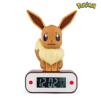 Obrázok produktu pre TEKNOFUN 811370, Digitálny budík, Pokémon, Obdĺžnik, Hnedá, Biela, Batéria/USB, AAA