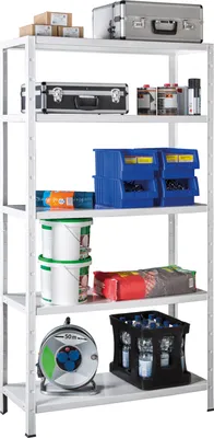 Produktbild von Stecksystem-Grundregal, 5 Böden, 2000x1200x500, weiß