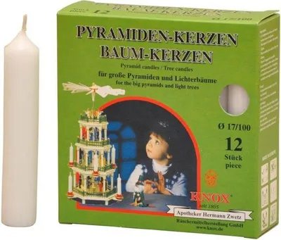 Zdjęcie produktu dla 12 sztuk  świec piramidowych białych  szer. x wys. 1,7 x 10 cm NOWE