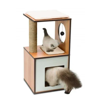 Zdjęcie produktu dla Catit Vesper V-Box | Drapak dla kota | orzech włoski | S | 37 x 37 x 72.5 cm
