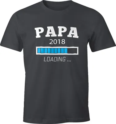 Produktbild von Papa 2018 Loading Shirt Herren T-Shirt Moonworks® dunkelgrau S