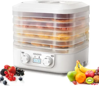 Produktbild von Dörrautomaten, Dörrautomat, 160W, Dörrgerät, Dehydrator, Trockner, Timer und Temperaturregler, 5 Etagen, für Pilze/Gemüse/Früchte-Champignons
