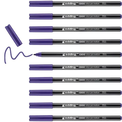 Produktbild von edding 1300 Fasermaler medium - violett - 10 Stifte - Rundspitze 2 mm - Filzstif