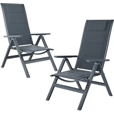 Image de JUMMICO, lot de 4 chaises de jardin en aluminium, dossier haut, avec dossier réglable en 5 positions