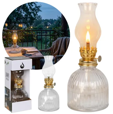 Produktbild von Garten-Petroleumlampe, dekorative Laterne mit Baumwolldocht, Glaslaterne, 19,5 cm Einheitsgröße