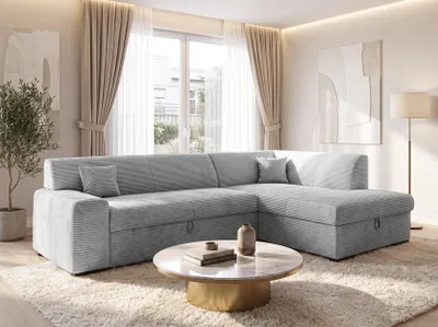 Produktbild von AX LIVING Couch Hellgrau Lucera 260 cm Schlafsofa mit Bettkasten R