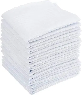 Productafbeelding van Ibenzoa® 15-delige set luxe katoenen handdoeken voor heren, 40 x 40 cm – Wit met subtiele strepen, zacht en absorberend, behoudt zijn vorm
