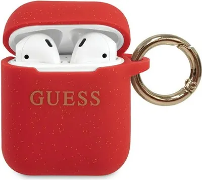 Produktbild von Guess Airpods Pro Tasche GUACCSILGLRE rot Silikon Glitter