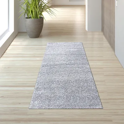 Image de Tapis Shaggy uni gris clair - Dimensions : 80 x 150 cm