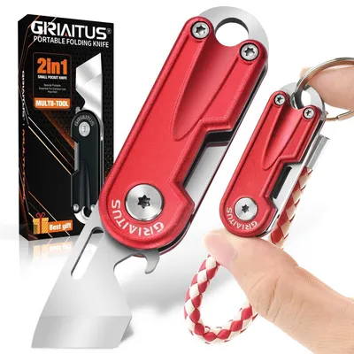 Immagine prodotto di Coltello multiuso 2-in-1 con apribottiglie e portachiavi, colore rosso