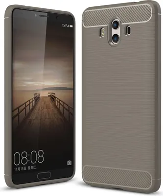 Produktbild von Huawei Mate 10 TPU Case Carbon Fiber Optik Brushed Schutz Hülle Grau