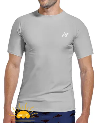 Productafbeelding van MEETWEE Heren rash guard, beschermende bodywarmer voor heren, met lange of korte mouwen, UV-bescherming, T-shirt/top