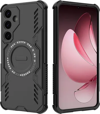 Image de Etui magnétique pour Samsung Galaxy S25 FE, bumper hybride PC et TPU, aérations pour la dissipation de la chaleur Etui Noir