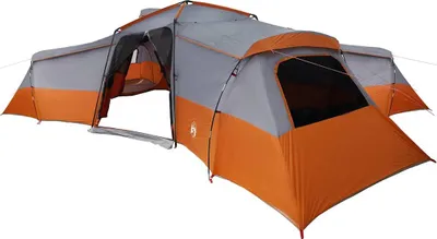 Image de Tente familiale vidaXL avec toit, gris et orange, 833 x 585 x 216 cm, en taffetas